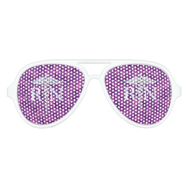 Gafas De Fiesta De Aviador Enfermera inscrita RN Caduceus en camuflaje rosado (Anverso)