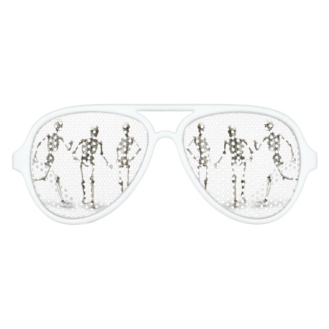 Gafas De Fiesta De Aviador Esqueletos Fiestas Retro para Adultos, Blanco (Anverso)