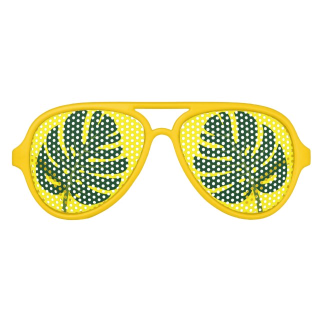 Gafas De Fiesta De Aviador Fun tropical Monstera hojas de palma fresco fiesta (Anverso)
