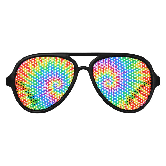 Gafas De Fiesta De Aviador Groovy Spiry Rainbow Tie Dye (Anverso)