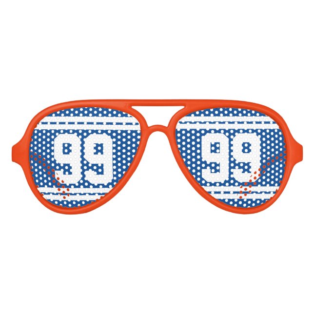 Gafas De Fiesta De Aviador hincha de deportes personalizado número de camiset (Anverso)