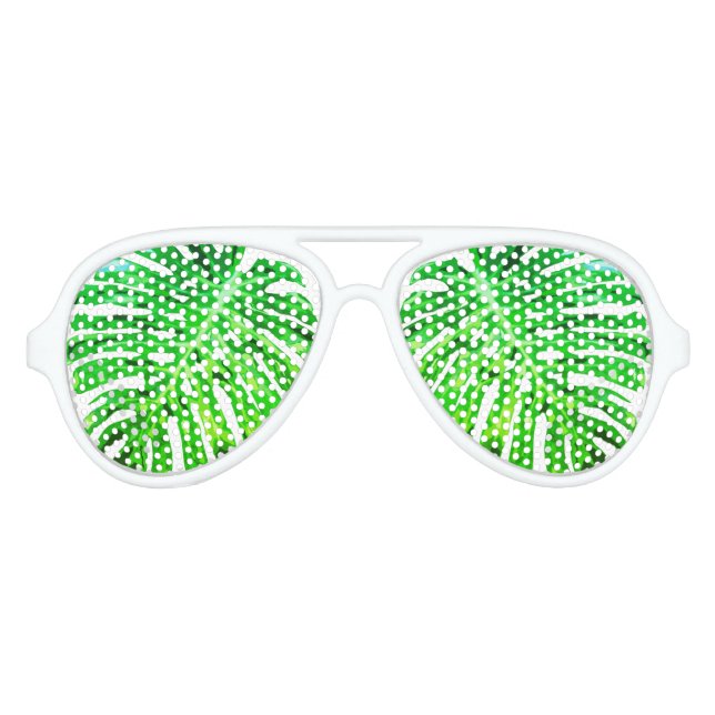 Gafas De Fiesta De Aviador Hoja de Monstera Tropical (Anverso)