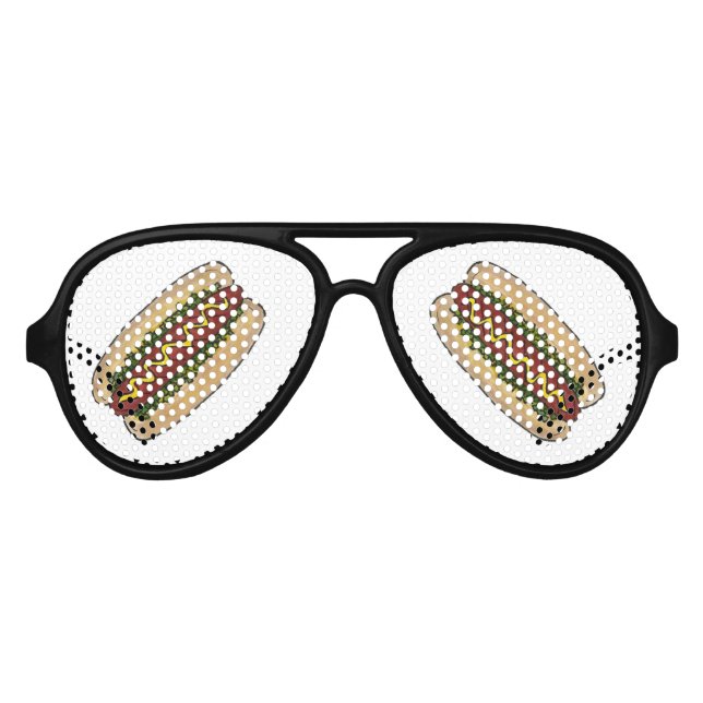 Gafas De Fiesta De Aviador Hot Dog Mustard Relish Frankfurter Fast Food (Anverso)