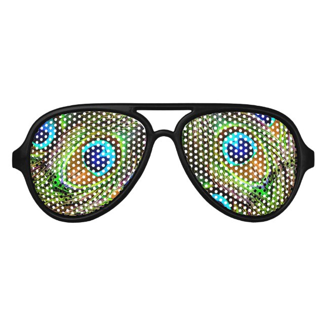 Gafas De Fiesta De Aviador Invasión de Peacock Feathers (Anverso)