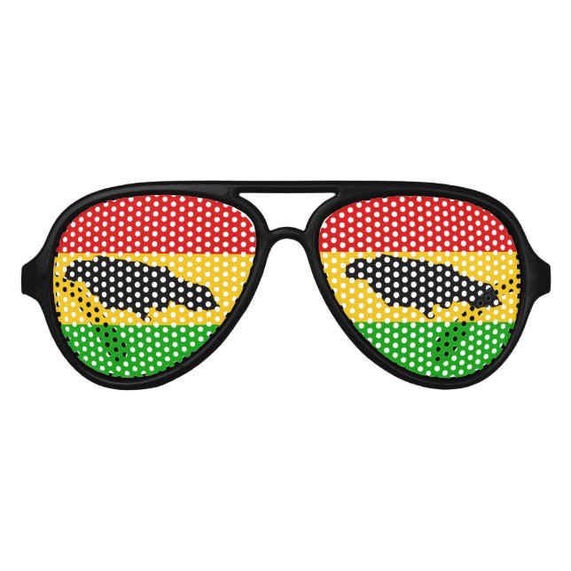 Gafas De Fiesta De Aviador Isla de Jamaica y Bandera rasta (Anverso)