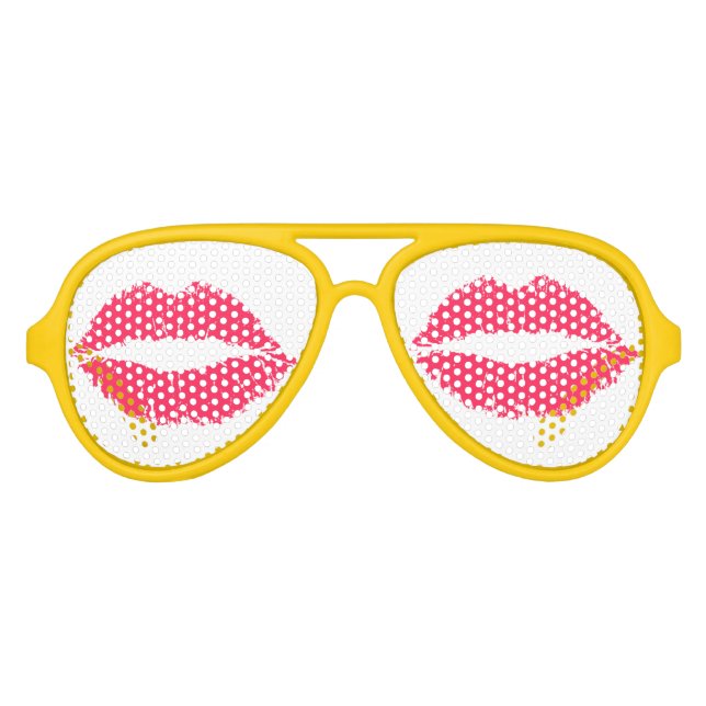 Gafas De Fiesta De Aviador Labios rojos (Anverso)