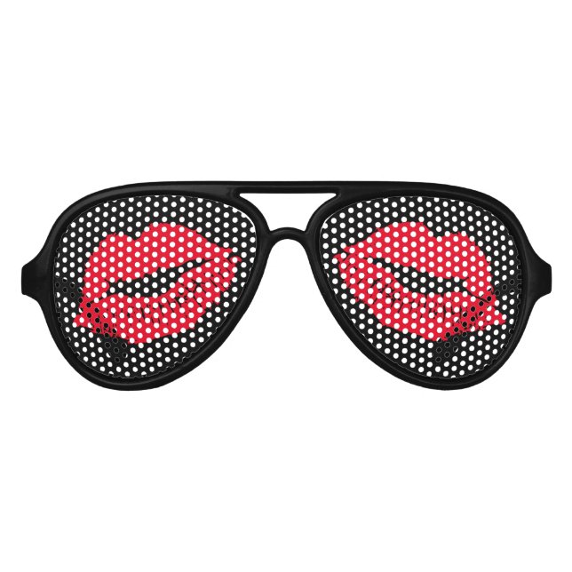 Gafas De Fiesta De Aviador Labios Rojos Besan Fiesta de Despedida de Soltera (Anverso)