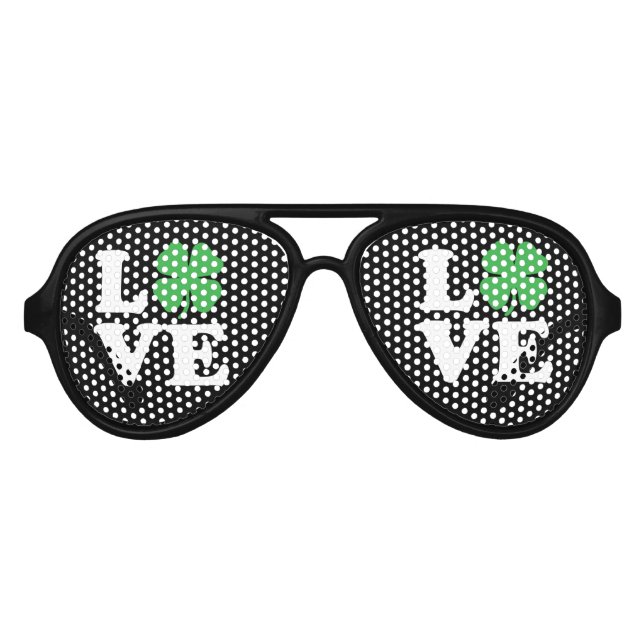 Gafas De Fiesta De Aviador Love Clover Black (Anverso)