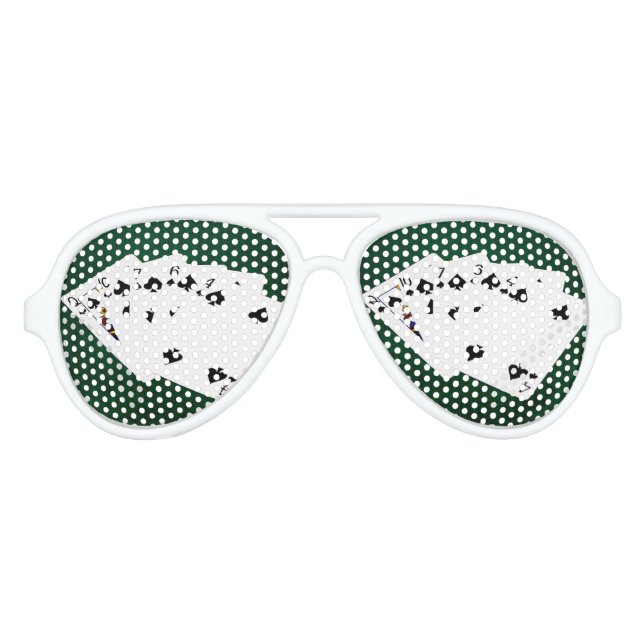Gafas De Fiesta De Aviador Manos de Póquer - Flush - Spades Suite (Anverso)