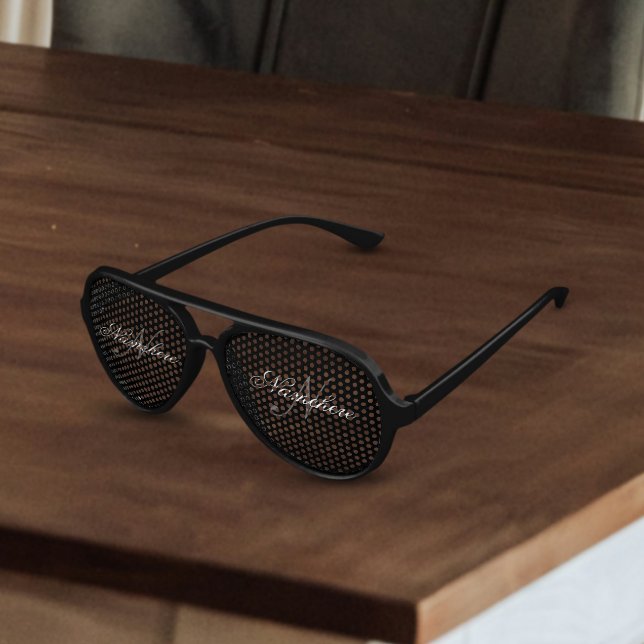 Gafas De Fiesta De Aviador Monograma único personalizado de nombre blanco y n (Subido por el creador)