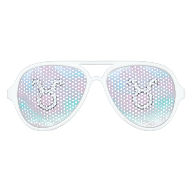 Gafas De Fiesta De Aviador Mother of Pearl Style Taurus Zodiac Horoscope (Anverso)