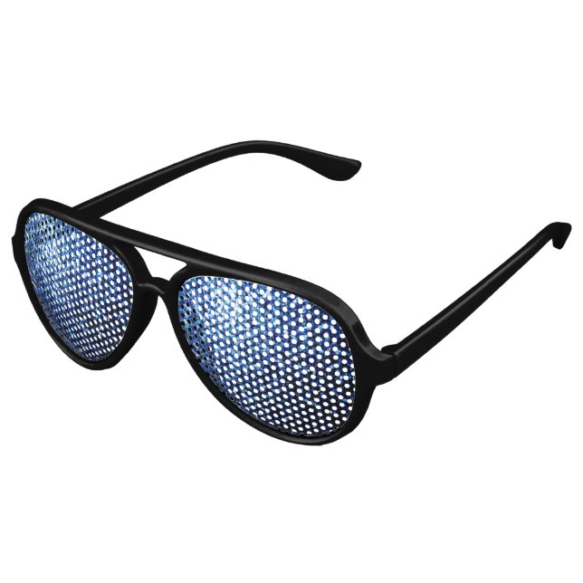 Gafas De Fiesta De Aviador Oscuro Azul profundo brillante purpurina chispas (Ángulo)