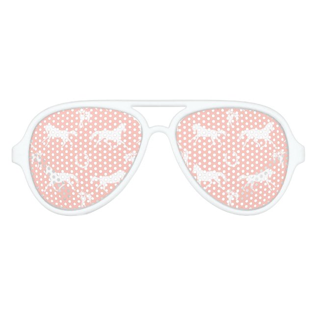 Gafas De Fiesta De Aviador Patrón de caballos galopantes rosados y blancos (Anverso)
