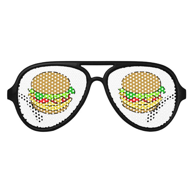 Gafas De Fiesta De Aviador Personalizado de Cheeseburger (Anverso)