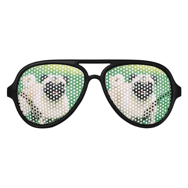 Gafas De Fiesta De Aviador Pug con punta (Anverso)