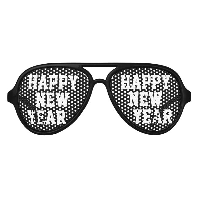 Gafas De Fiesta De Aviador Sombras de Fiestas de Año Nuevo Feliz Negro (Anverso)