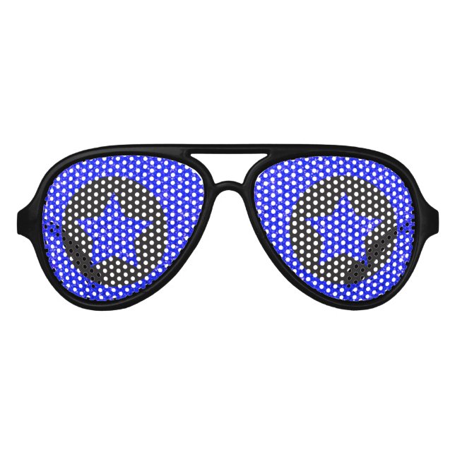 Gafas De Fiesta De Aviador Superstar Rockstar Guay Blue Star Fiesta negro (Anverso)