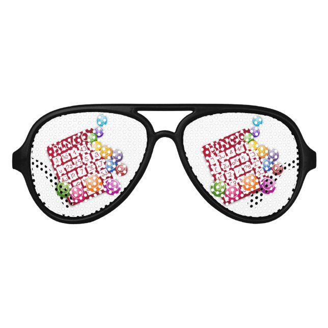 Gafas De Fiesta De Aviador Tarjeta BINGO con bolas BINGO (Anverso)