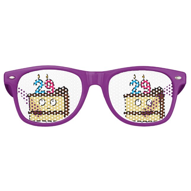 Gafas De Fiesta Retro 29no Torta de cumpleaños con las velas (Anverso)