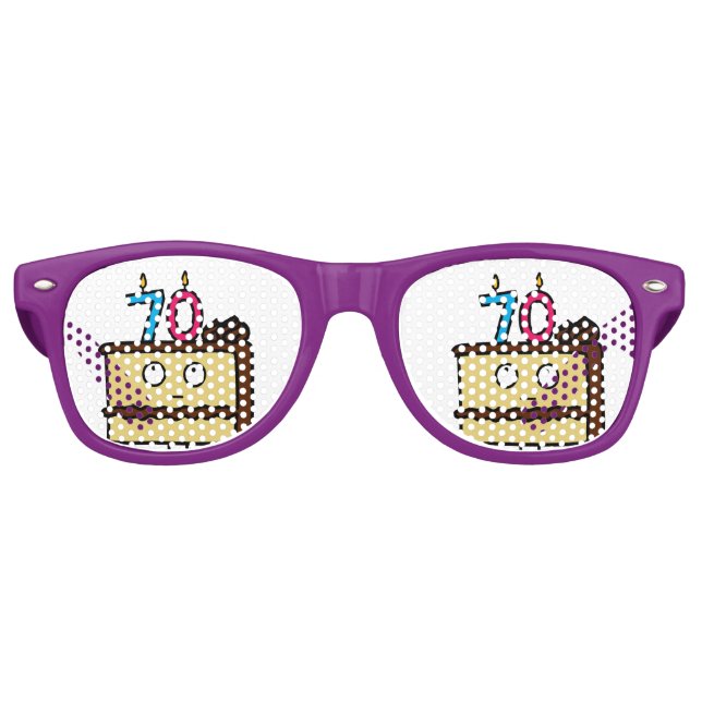 Gafas De Fiesta Retro 70.ª tarta de cumpleaños con velas (Anverso)