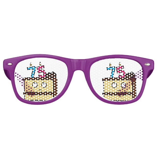 Gafas De Fiesta Retro 75.ª tarta de cumpleaños con velas (Anverso)