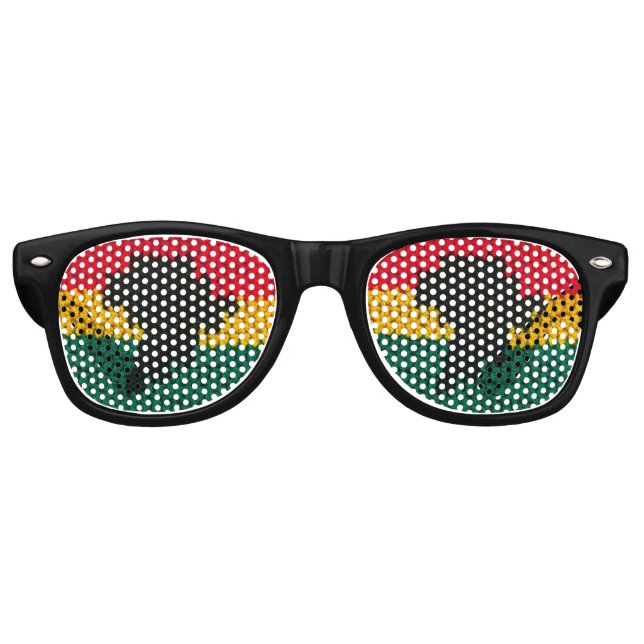 Gafas De Fiesta Retro Africa Map Black Red Gold Green Crochet (Anverso)