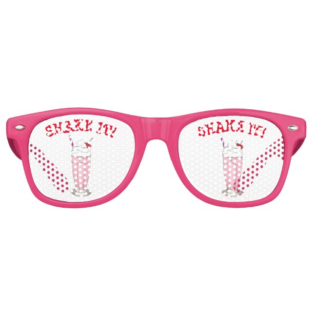 Gafas De Fiesta Retro ¡Agitarlo! Helado de fresa rosa crema de helado ba (Anverso)
