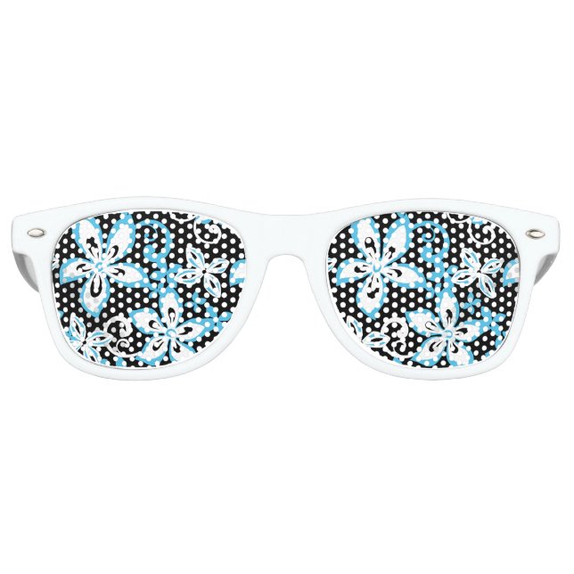 GAFAS DE FIESTA RETRO ALOHA HAWAII (NEGRO/AZUL) (Anverso)