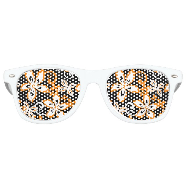 GAFAS DE FIESTA RETRO ALOHA HAWAII (NEGRO/NARANJA) (Anverso)
