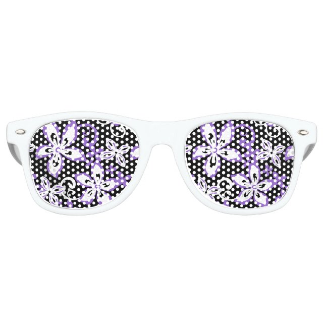 GAFAS DE FIESTA RETRO ALOHA HAWAII (NEGRO/PURPLE) (Anverso)