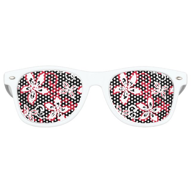 GAFAS DE FIESTA RETRO ALOHA HAWAII (NEGRO/ROJO) (Anverso)