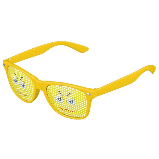 Gafas De Fiesta Retro Amarillo de la Emoji irritada (Ángulo)