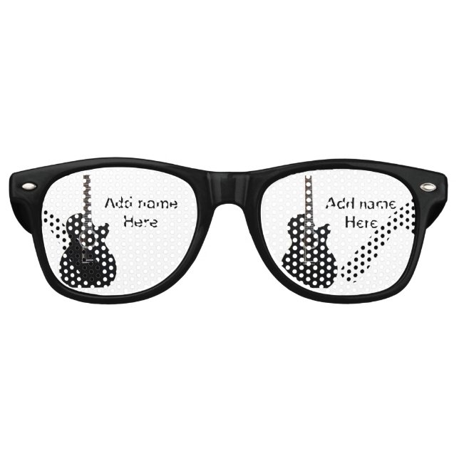 Gafas De Fiesta Retro Añadir el nombre texto guitarra acústica marrón ed (Anverso)
