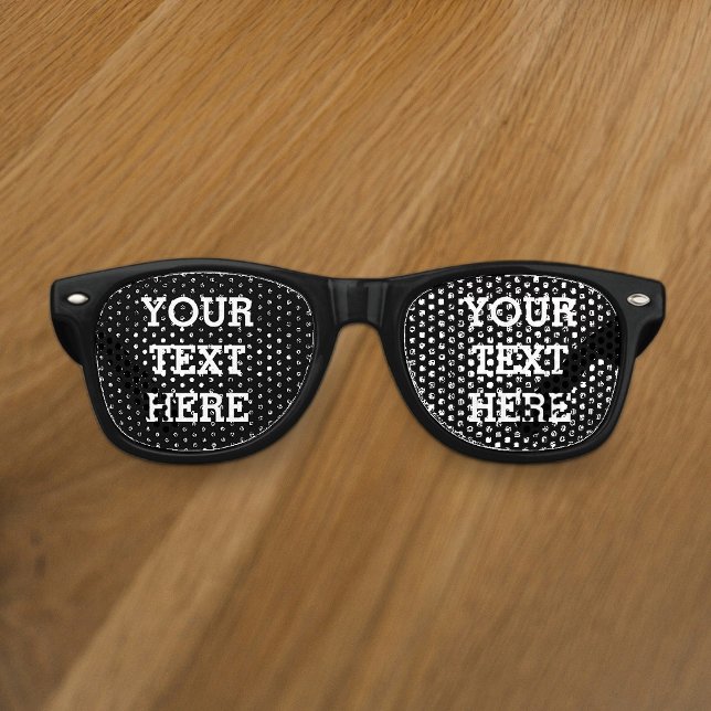 Gafas De Fiesta Retro Añadir su propio texto Personalizado aquí negro y  (Subido por el creador)