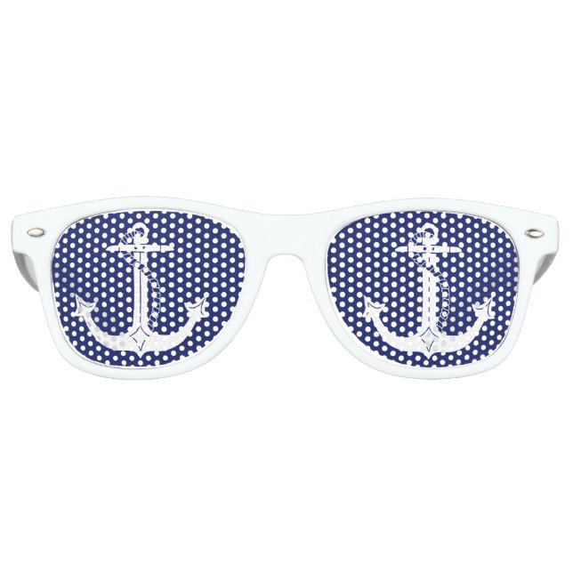 Gafas De Fiesta Retro Anclaje blanco náutico (Anverso)