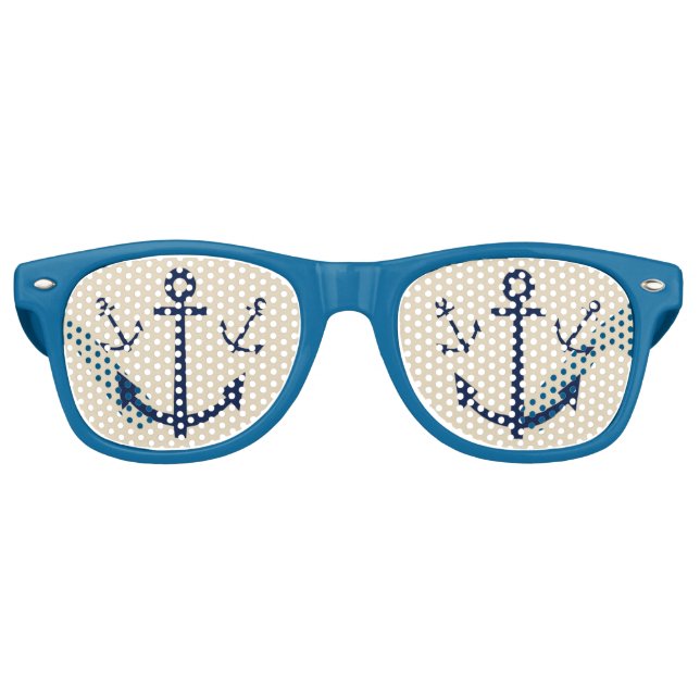 Gafas De Fiesta Retro Anclaje con marco azul (Anverso)