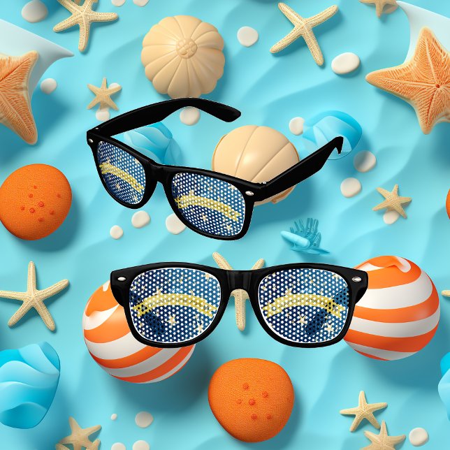 Gafas De Fiesta Retro Año Nuevo Azul esparcido Noche estrellada oscuro d (Blue Sparkling New Year Golden Dark Starry Night Retro Sunglasses)