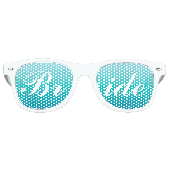 Gafas De Fiesta Retro Aqua Blue Bride en Boda de guiones (Anverso)