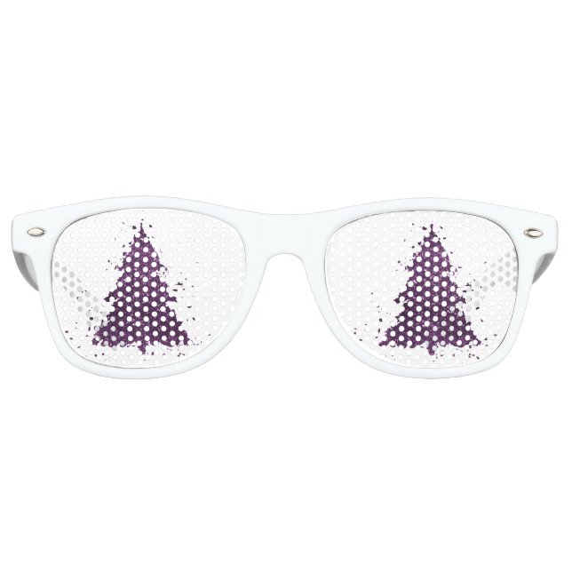 Gafas De Fiesta Retro Árbol de Navidad Moody | Placa púrpura de ciruela  (Anverso)