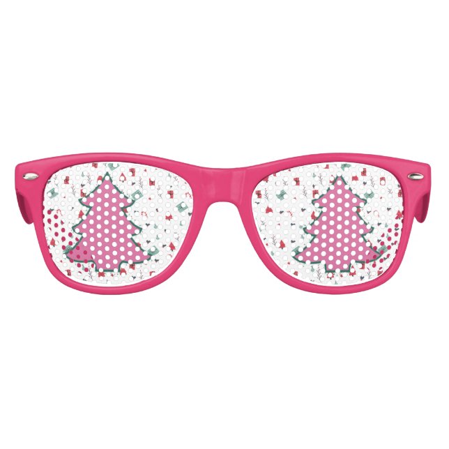 Gafas De Fiesta Retro Árbol de Navidad rosa (Anverso)