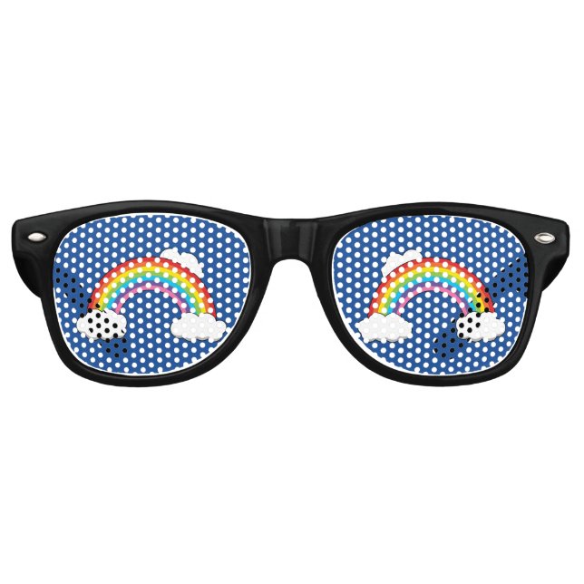 Gafas De Fiesta Retro Arcoiris con nubes blancas (Anverso)