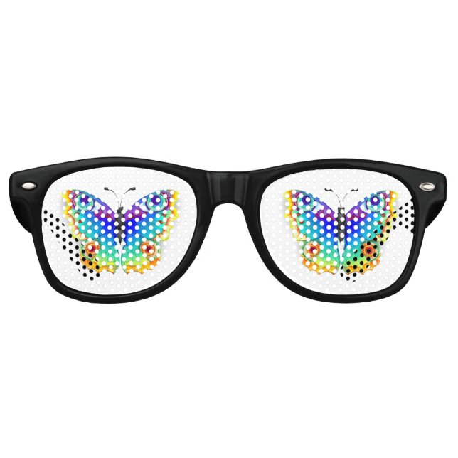 Gafas De Fiesta Retro Arcoiris mariposa Peacock Eye (Anverso)