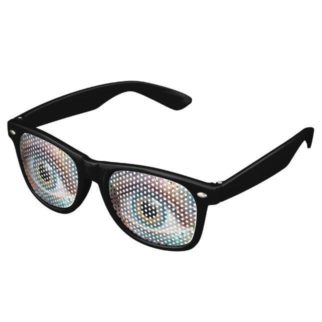 Gafas De Fiesta Retro Arte fractal de globo ocular azul, (Ángulo)