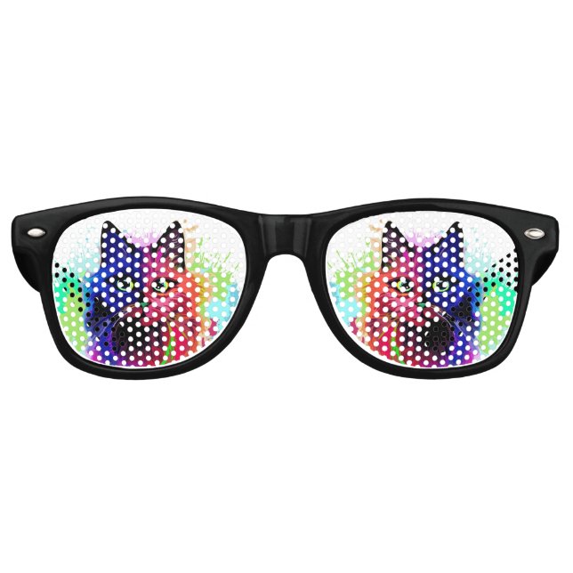 Gafas De Fiesta Retro Arte pop psicodélico para gatos (Anverso)