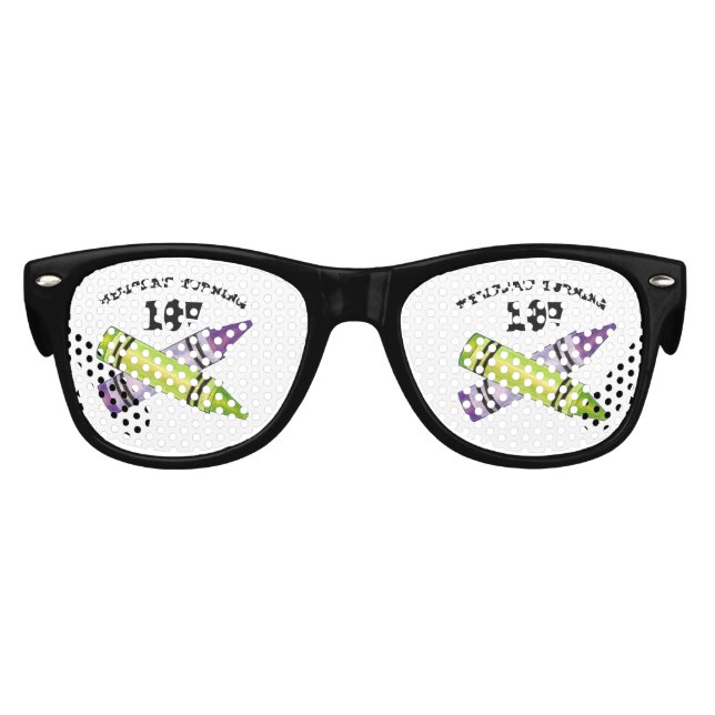 Gafas De Fiesta Retro Artista verde púrpura critica fiesta de cumpleaños (Anverso)