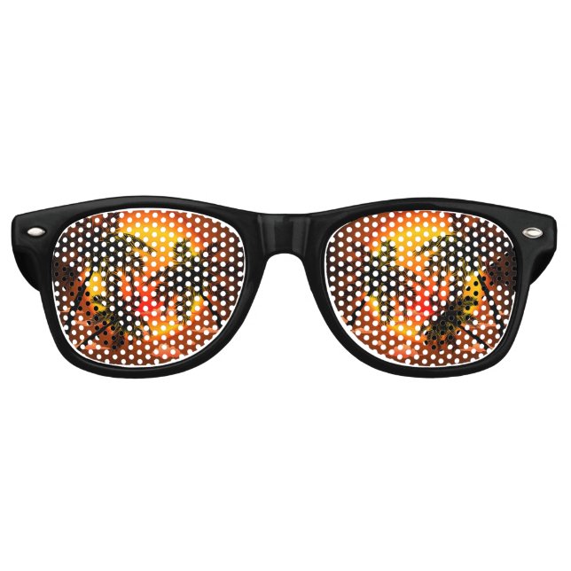 Gafas De Fiesta Retro Atardecer y palmeras cálidos (Anverso)