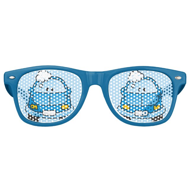 Gafas De Fiesta Retro Auto azul con burbujas (Anverso)