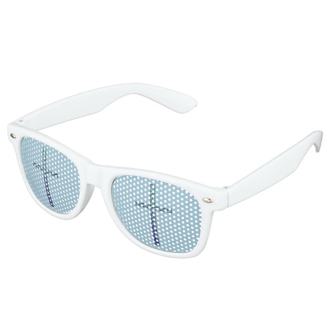 Gafas De Fiesta Retro Azul rizado entre religiones (Ángulo)