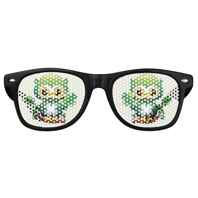 Gafas De Fiesta Retro Baby Owl Cute St Patrick Cartoon (Anverso)