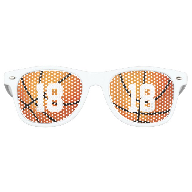 Gafas De Fiesta Retro Baloncesto con tu propio número | Regalo deportivo (Anverso)